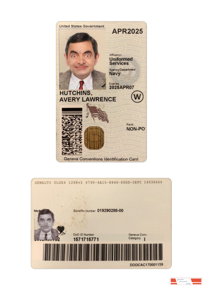 USA Geneva Conventions ID card